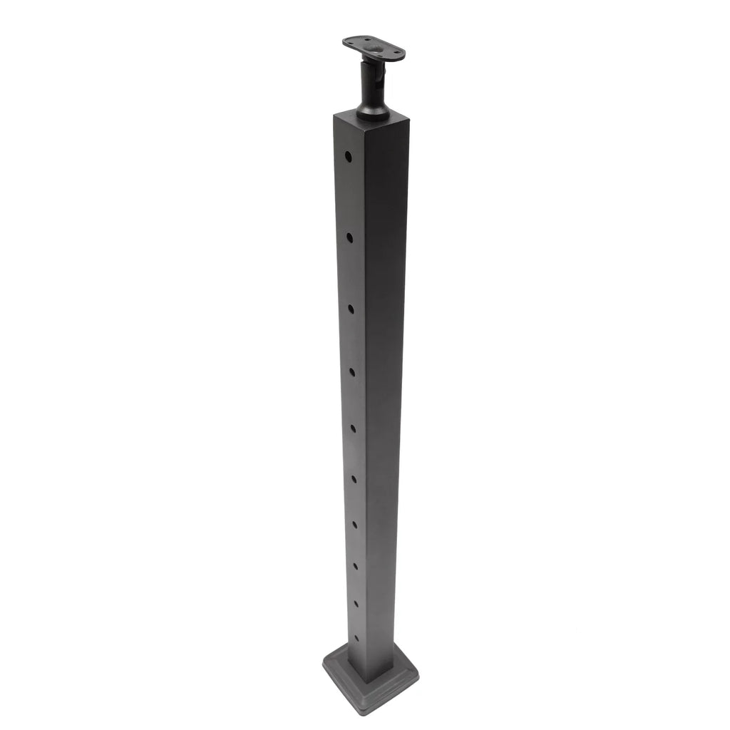 Black Post Deck Level Railing Level Post Level Mount Adjustable Wood Post 36"x2"x2" Line Steel Top Concrete Cable Stainless drilled Finish Top