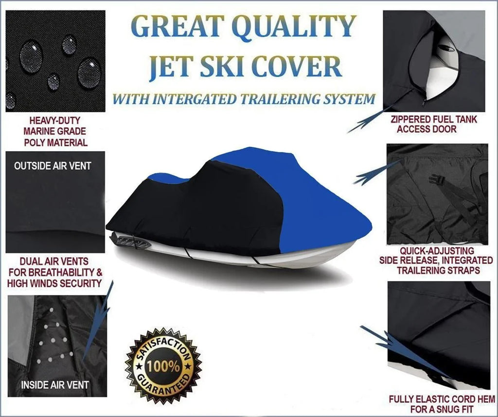 Compatible / Ski THE Jet HEAVY-DUTY, BLACK Doo TOP GTI Cover 1999 BLUE OF Sea-Doo Cover Trailerable LINE 1997 1998 for Sea 2000