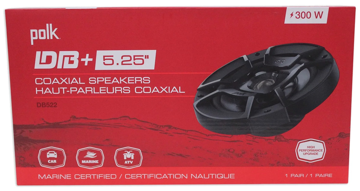 Marine/ATV/Motorcycle/Boat 600w Watt Car with Rockville 5.25" RPB1 DB522 Polk 10 Audio Bundle (2) Speakers (2) Audio