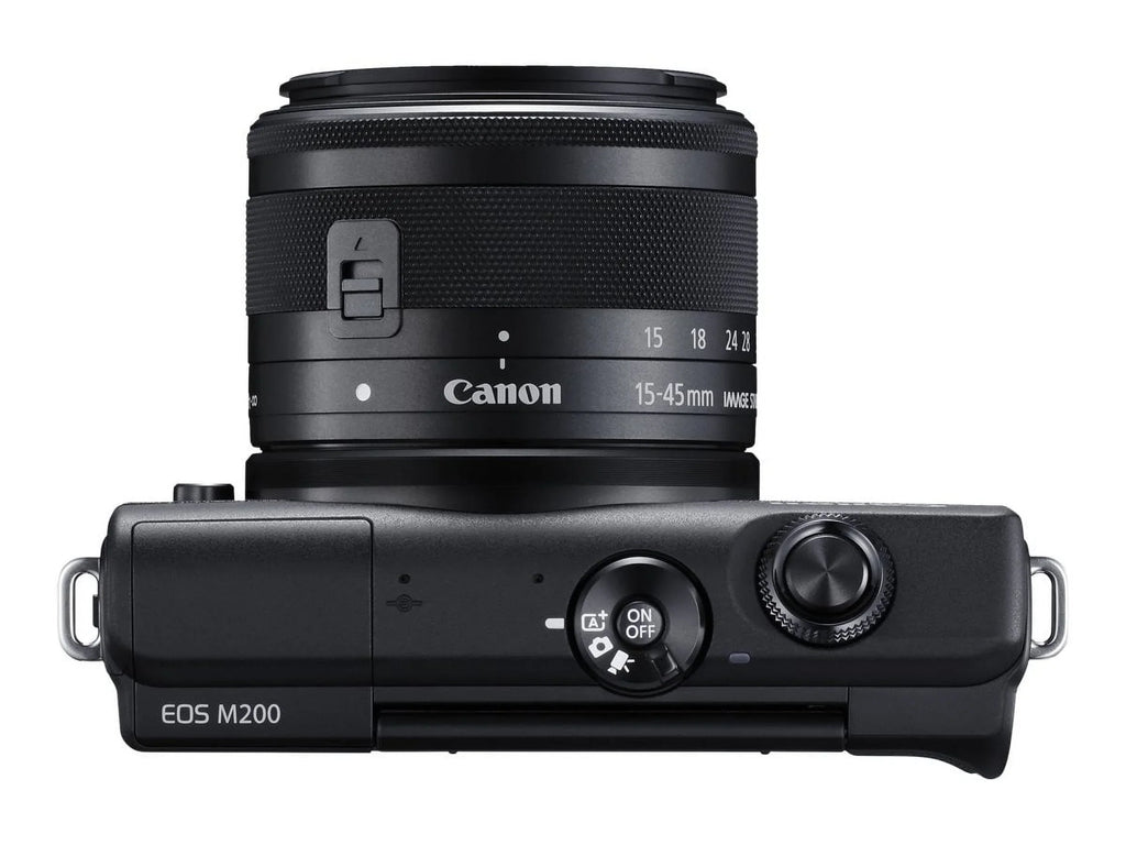 '- Canon Bluetooth lens mirrorless STM EOS / 24.1 Digital - M200 Wi-Fi, - - optical 4K fps - APS-C 15-45mm 3x MP - 25 EF-M - zoom camera IS - black