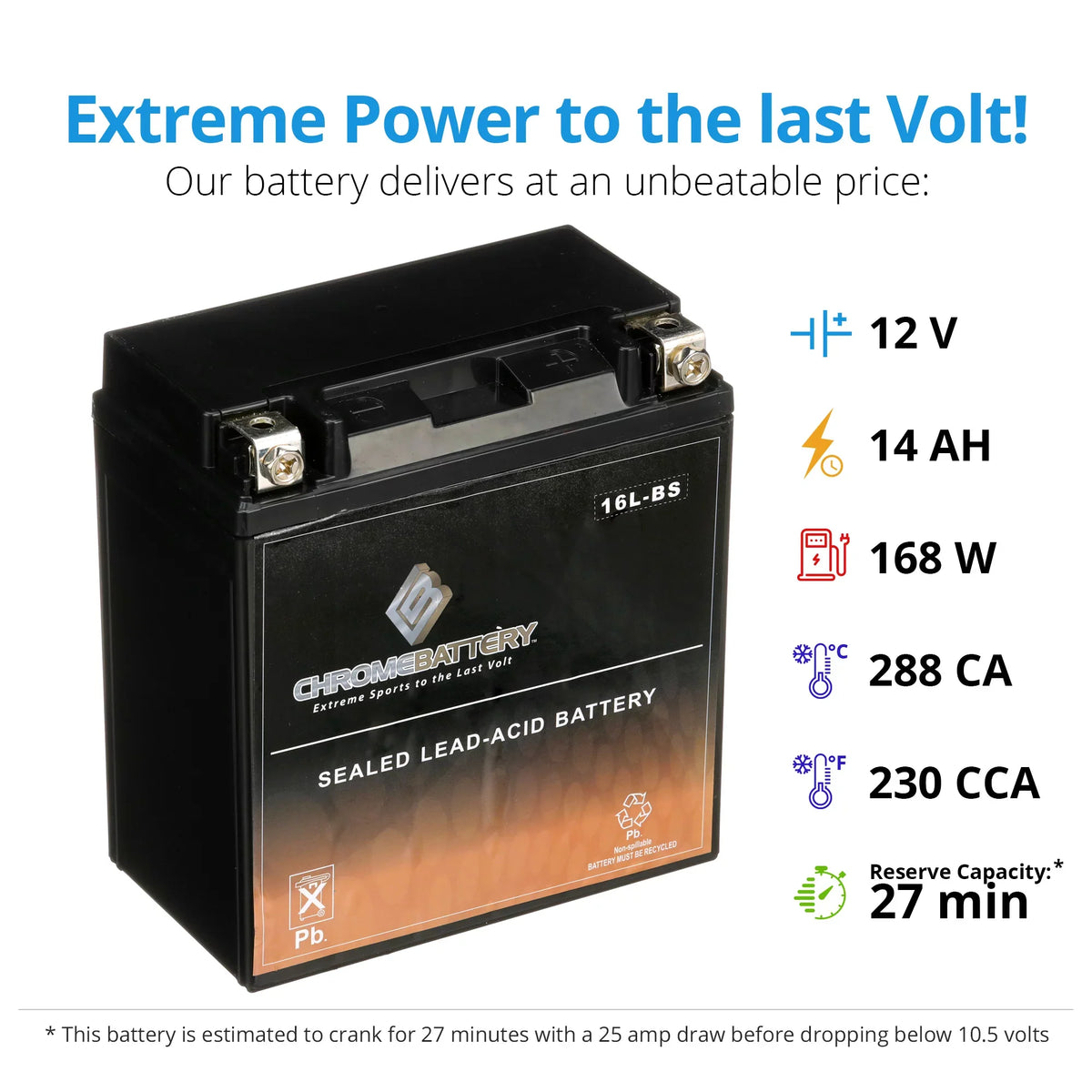 Sc YTX16L-BS Volt,14 (16L-BS for 230 Battery CCA) Kawasaki Battery 12 Ski Ah, 1995 Jl650 Jet Chrome