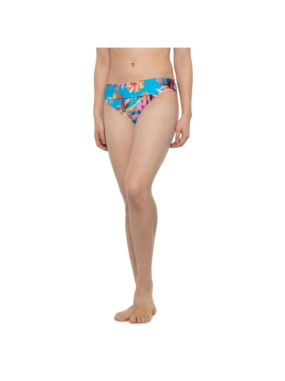 Moderate Stretch Shirred Swimsuit Floral 2 LA Women's Bottom Blue Coverage BLANCA Hipster