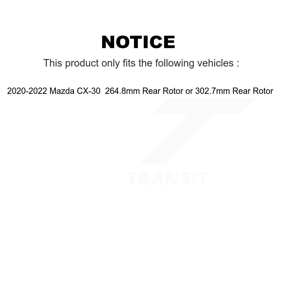 or Auto - And 302.7mm 2020-2022 CX-30 Disc Front Brake Rotor Rear For Rotors Mazda Pads Transit K8A-104057 Kit 264.8mm Ceramic