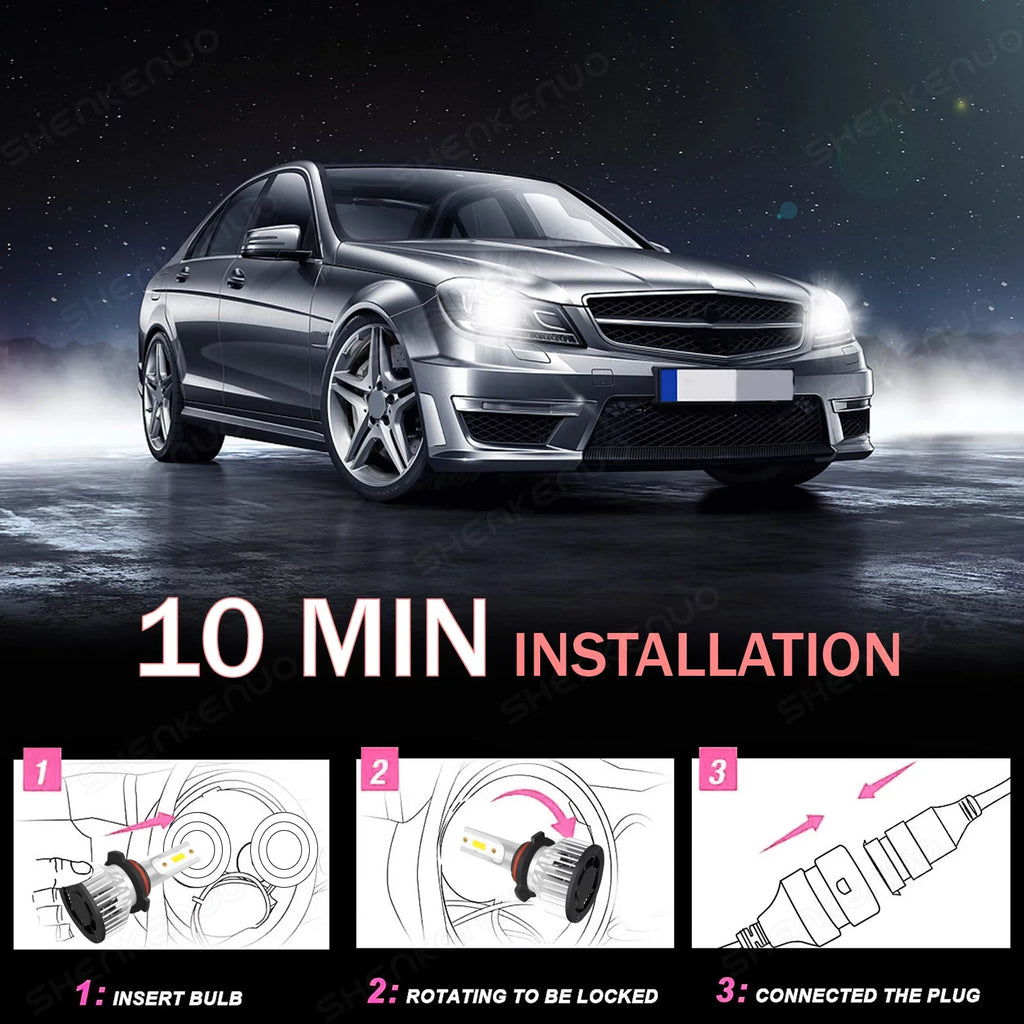 For White 9005+H11 2019-2022 Ram Bulbs LED Front Beam 1500 Low High Headlight