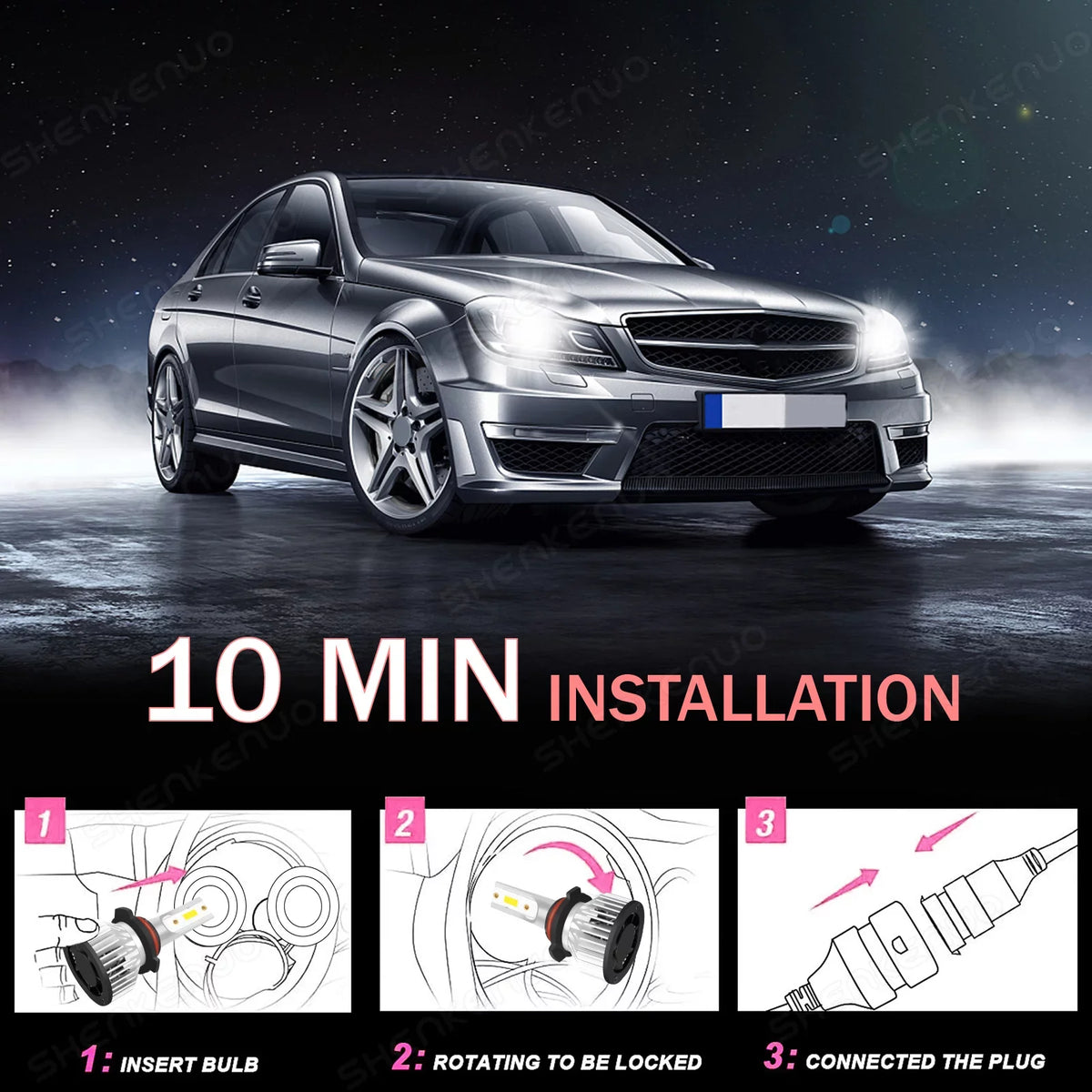 For White 9005+H11 2019-2022 Ram Bulbs LED Front Beam 1500 Low High Headlight