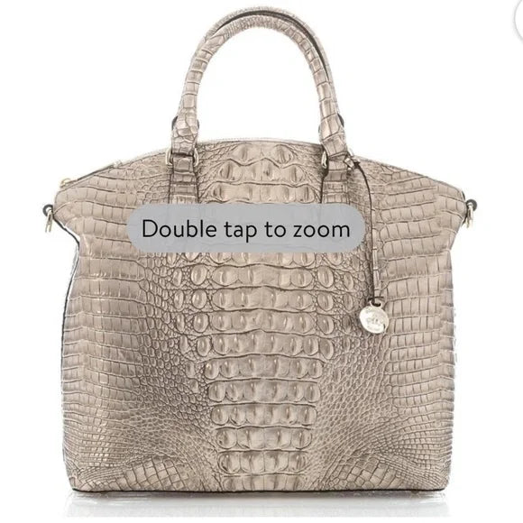 Duxbury Cane Sugar Large Satchel Silver/Metallic Brahmin