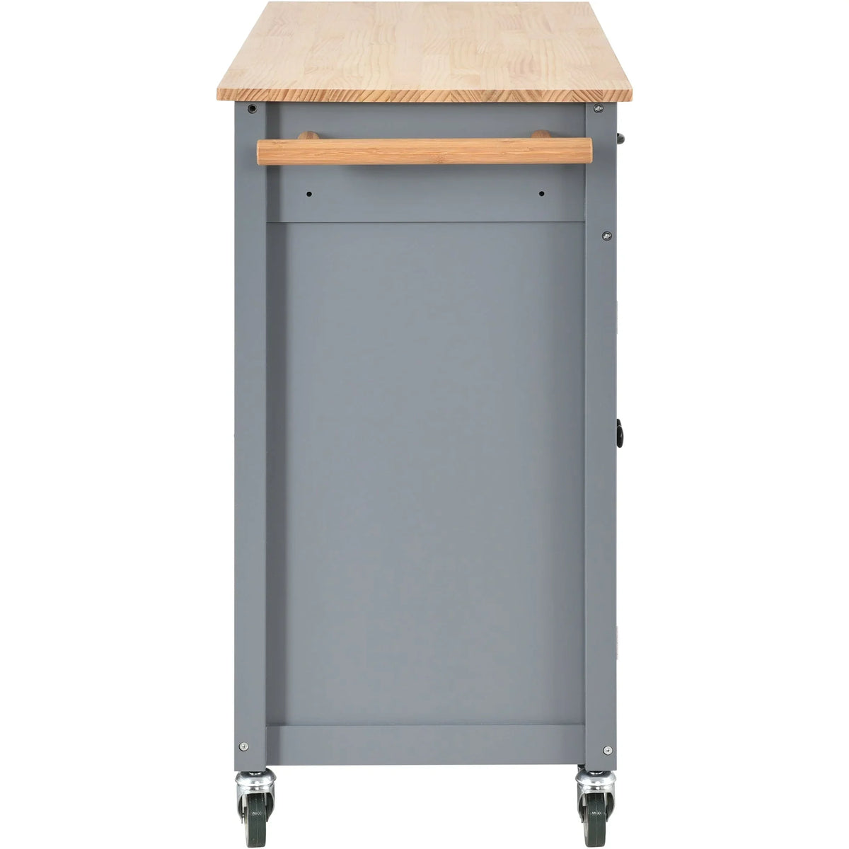Locking - Wood with and Grey Wheels Top Kitchen Solid Blue Cart Island Granite
