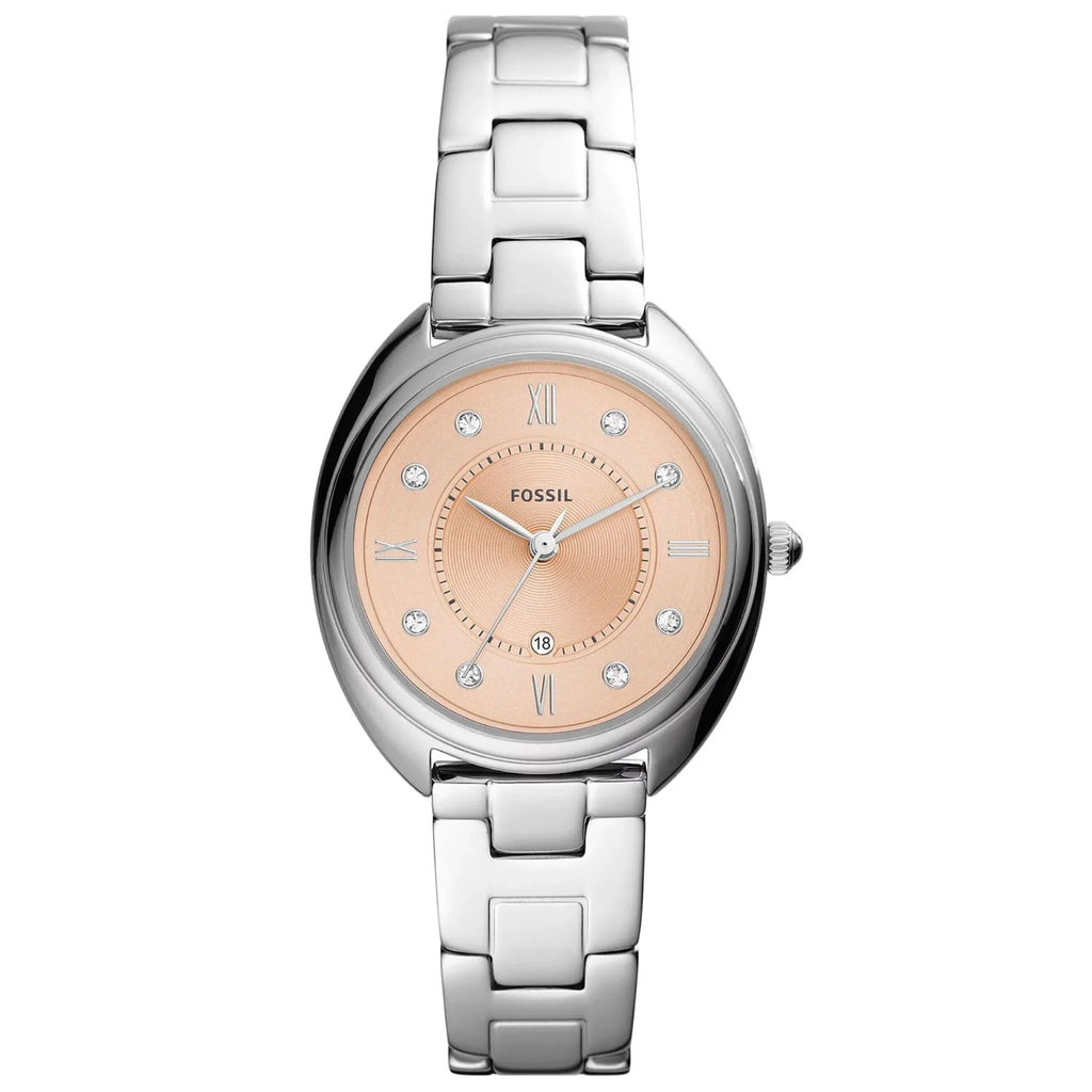Black Crystal Quartz Womens Rose Watch, Fossil Gabby Gold Dial Tone Accents
