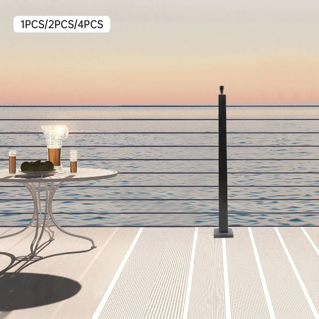 Cable Pre-Drilled Post System Steel Square Concrete Sides Level Deck Two Railing Stainless Wood Railing for Post Level Cable Fence 36''x2''x2''