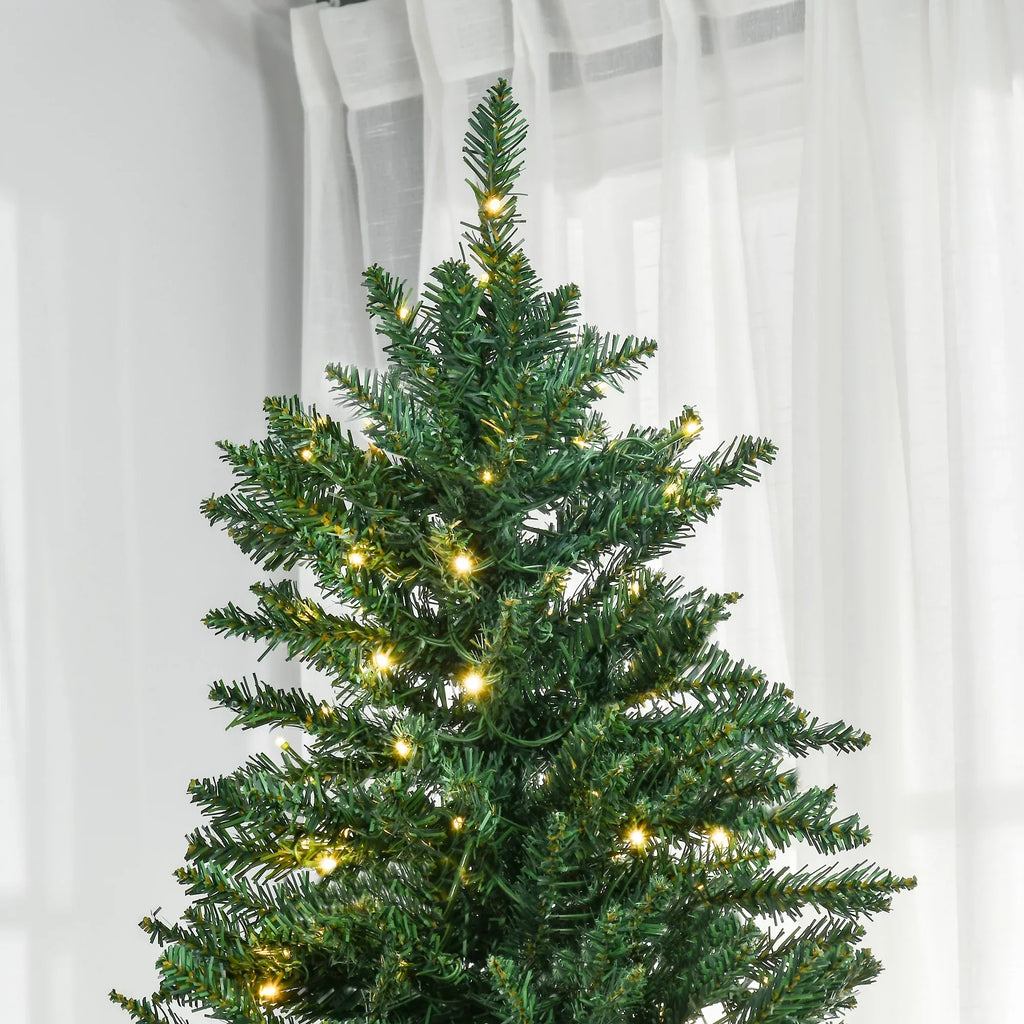 Tips Pre-Lit Christmas Tree Full with 2154 and Warm Realistic Fir LED Lights White Douglas Branches, 700 Artificial HOMCOM 7ft