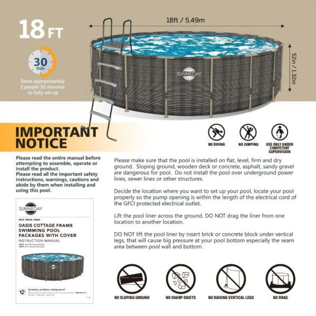 Soft-Sided Round 52 Oasis 24 in. ft. Sunneday Rattan x Pool