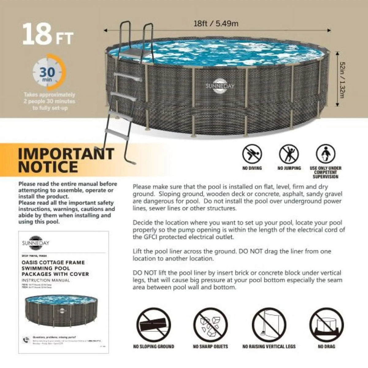 Soft-Sided Round 52 Oasis 24 in. ft. Sunneday Rattan x Pool