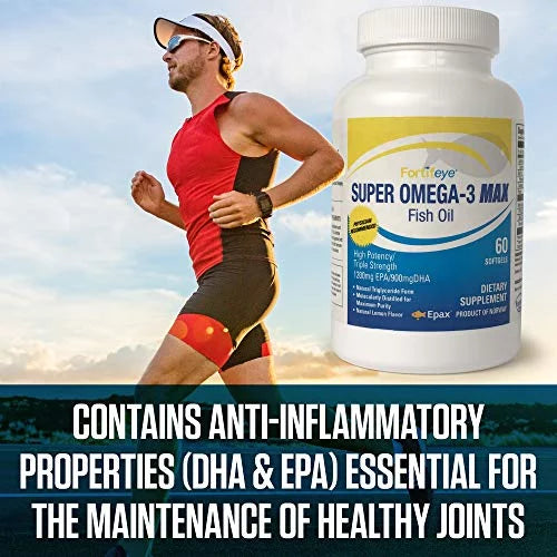 / Fortifeye 60 Max 1200 Softgel Natural Super Flavor, Oil, Omega-3 EPA Fish 900 Lemon 30 Max Serv.- Vitamins Capsules Day, DHA Triglyceride, Per