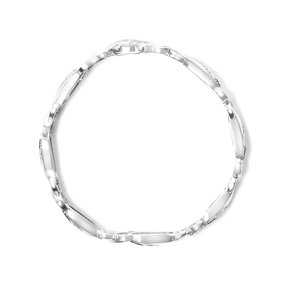 Diamond - Wave .925 I3 Clasp Round 1 Tennis and of Womens Box (I-J 3/4 Color, Brilliance 7" Link Haus Sterling Clarity) Cttw X Bracelet Silver cut