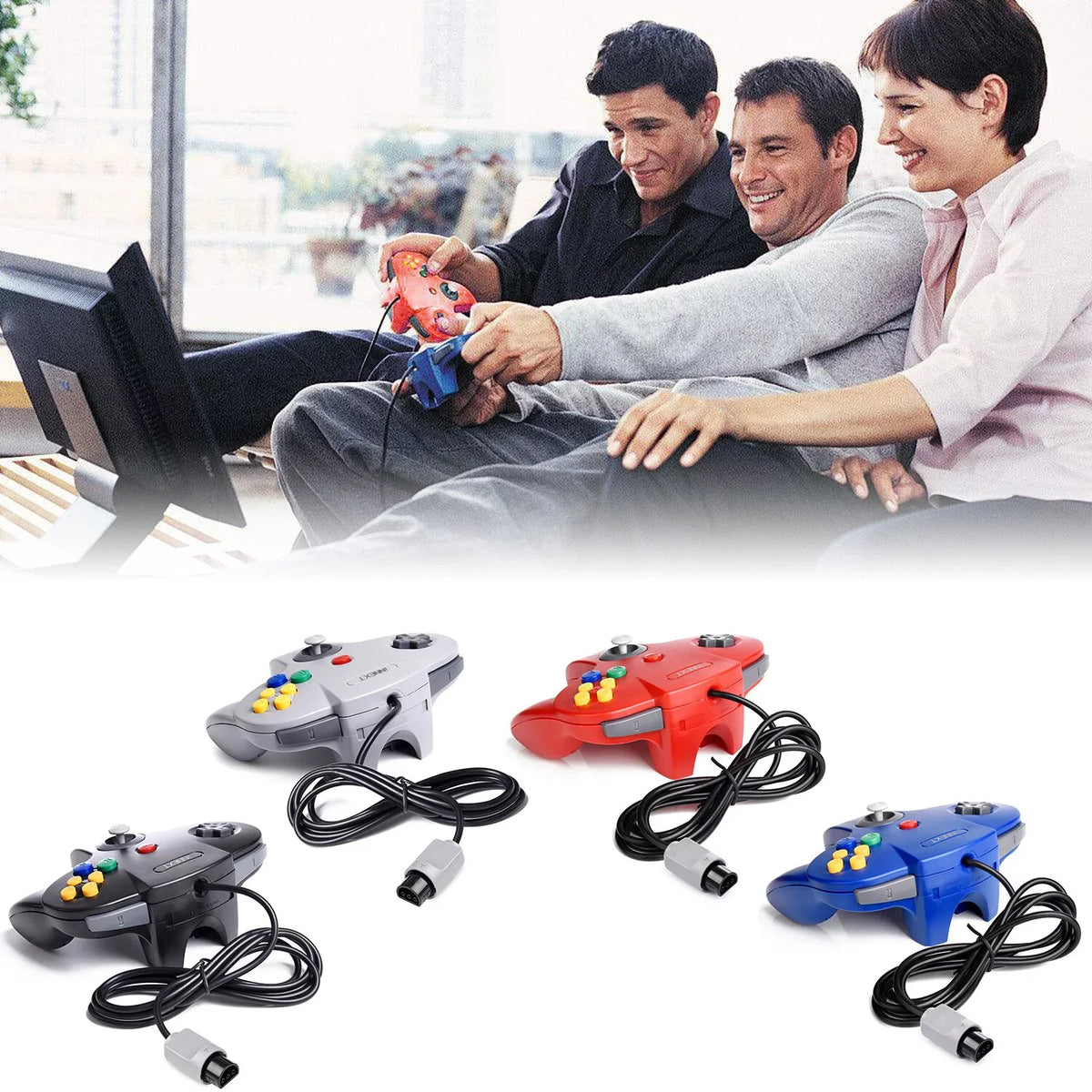 Ultra for N64 Video 2 N64 System Classic Joystick 64 Game 64-bit iNNEXT (Black) Game pad N64 Pack Console Controller, Wired
