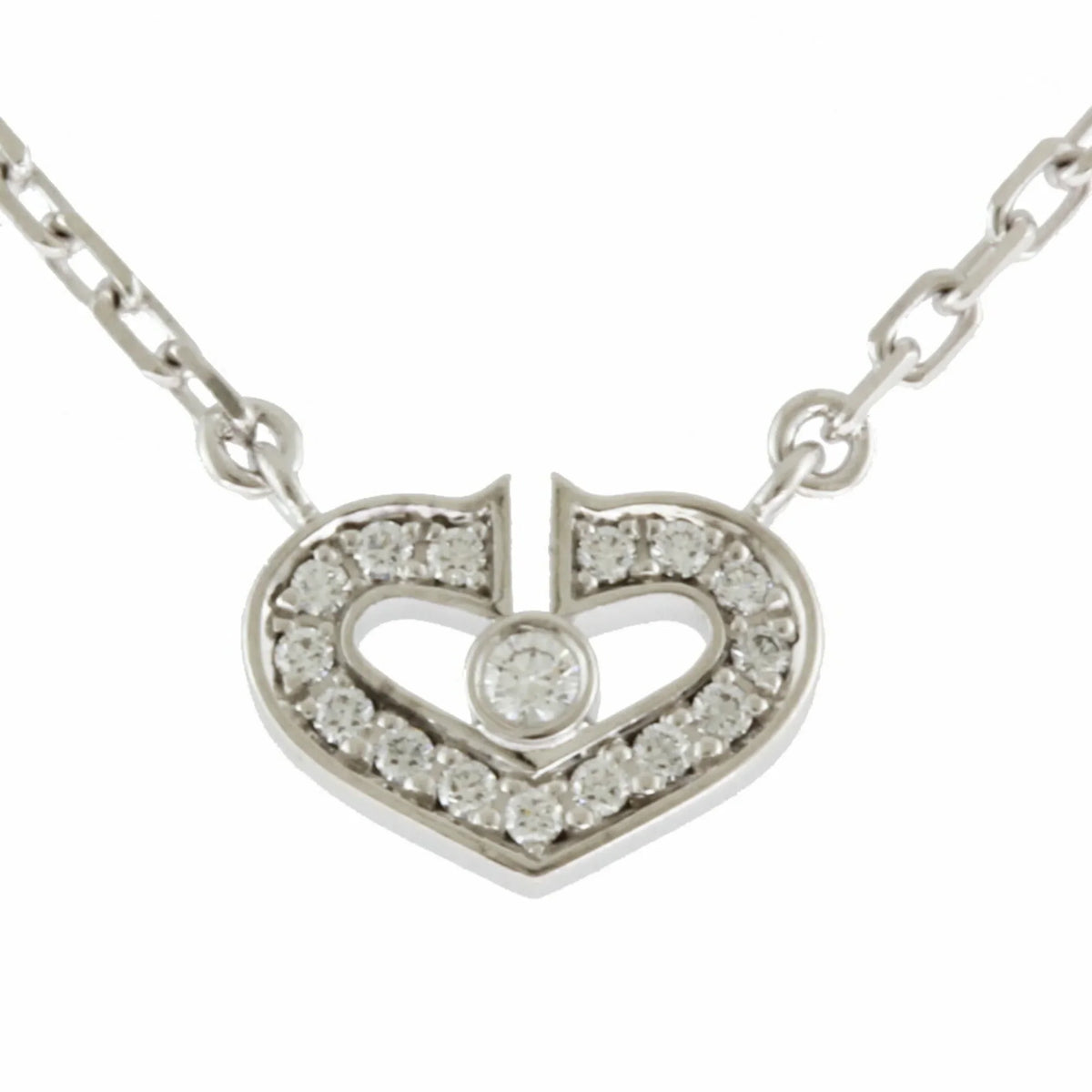 Diamond (Like Cartier Heart CARTIER C Pre-Owned Necklace 18K Ladies BRJ10000000119253 New)