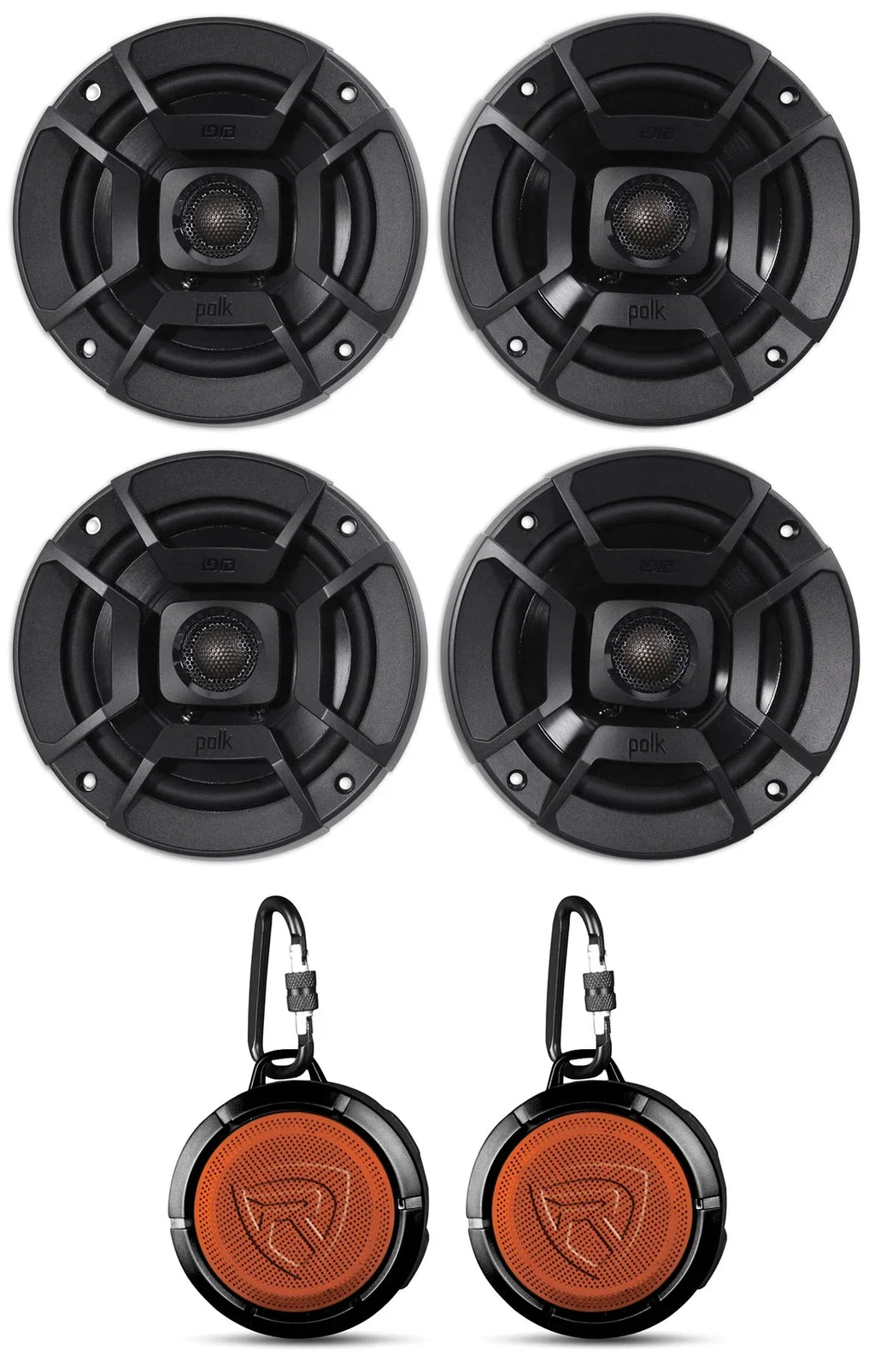 Marine/ATV/Motorcycle/Boat 600w Watt Car with Rockville 5.25" RPB1 DB522 Polk 10 Audio Bundle (2) Speakers (2) Audio