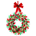& 17" C9 Wreath, Mr. Red Retro Bulb Green Christmas