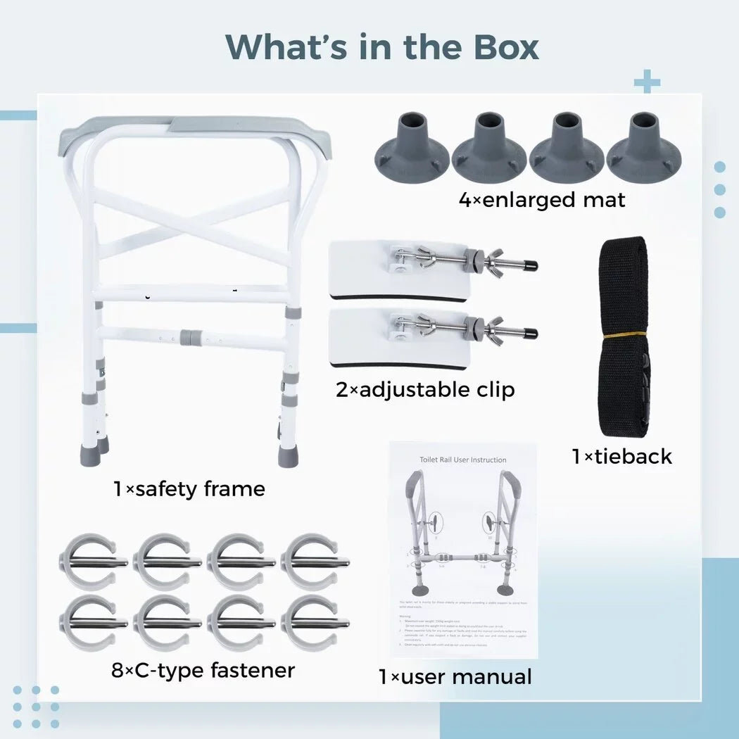 for Frame, Support Toilet Rails Elderly, Aid with Disabled, Safety Fit Toilet Non-Slip Standing Free-Assembly, Handles Adjustable Toilet Toilets Large All Safety Toilet for Mats,