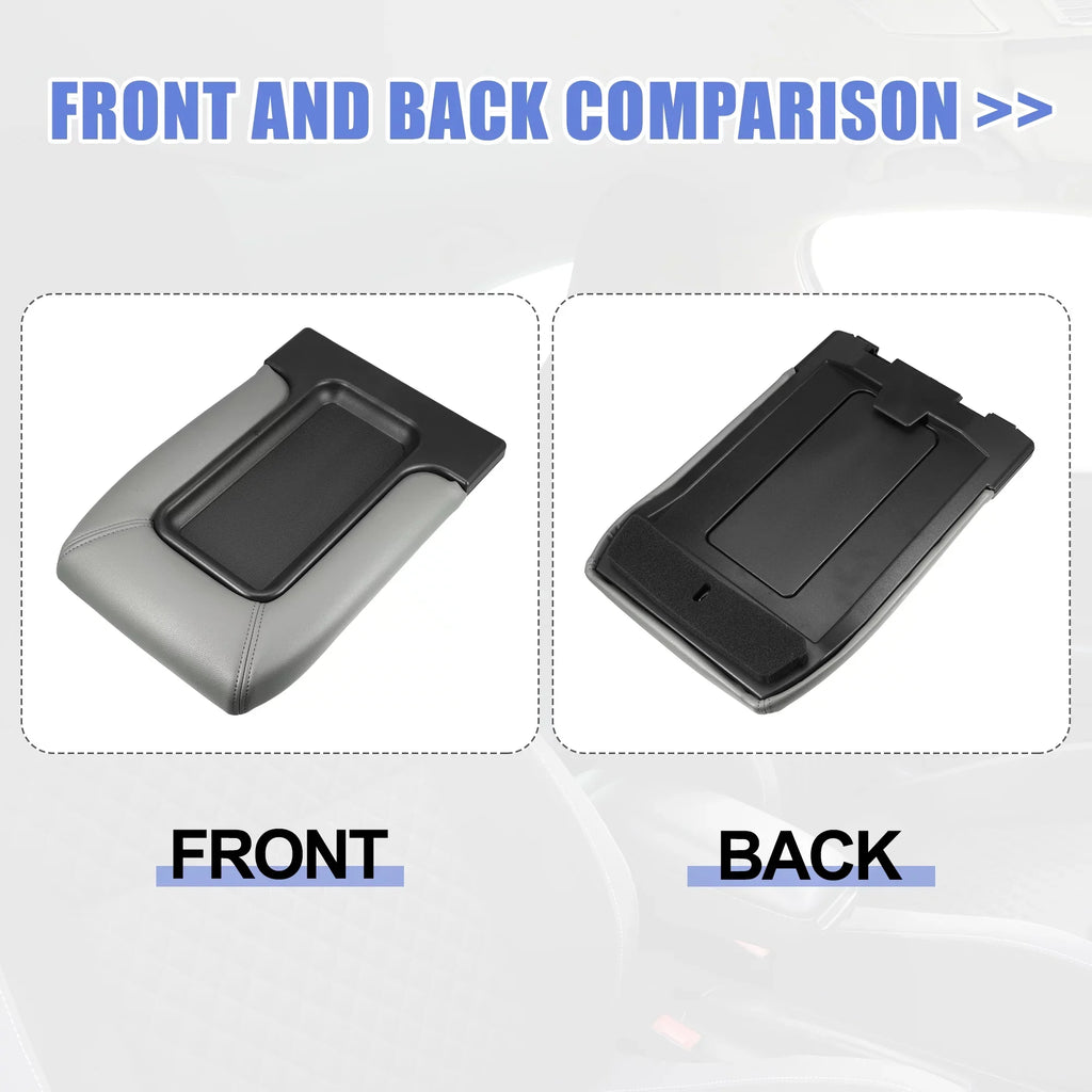 Faux for Gray Bargains Escalade Cadillac Protector 2003-2004 Console Cover Lid Unique Seat Leather Armrest Center Box