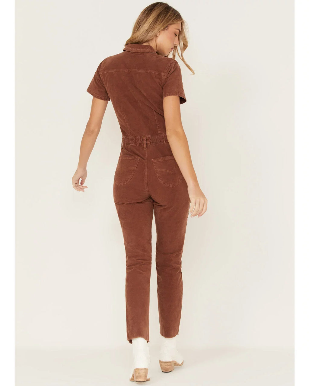 Large + US Women's Brown Wolf Cleo Jumpsuit Dark Corduroy