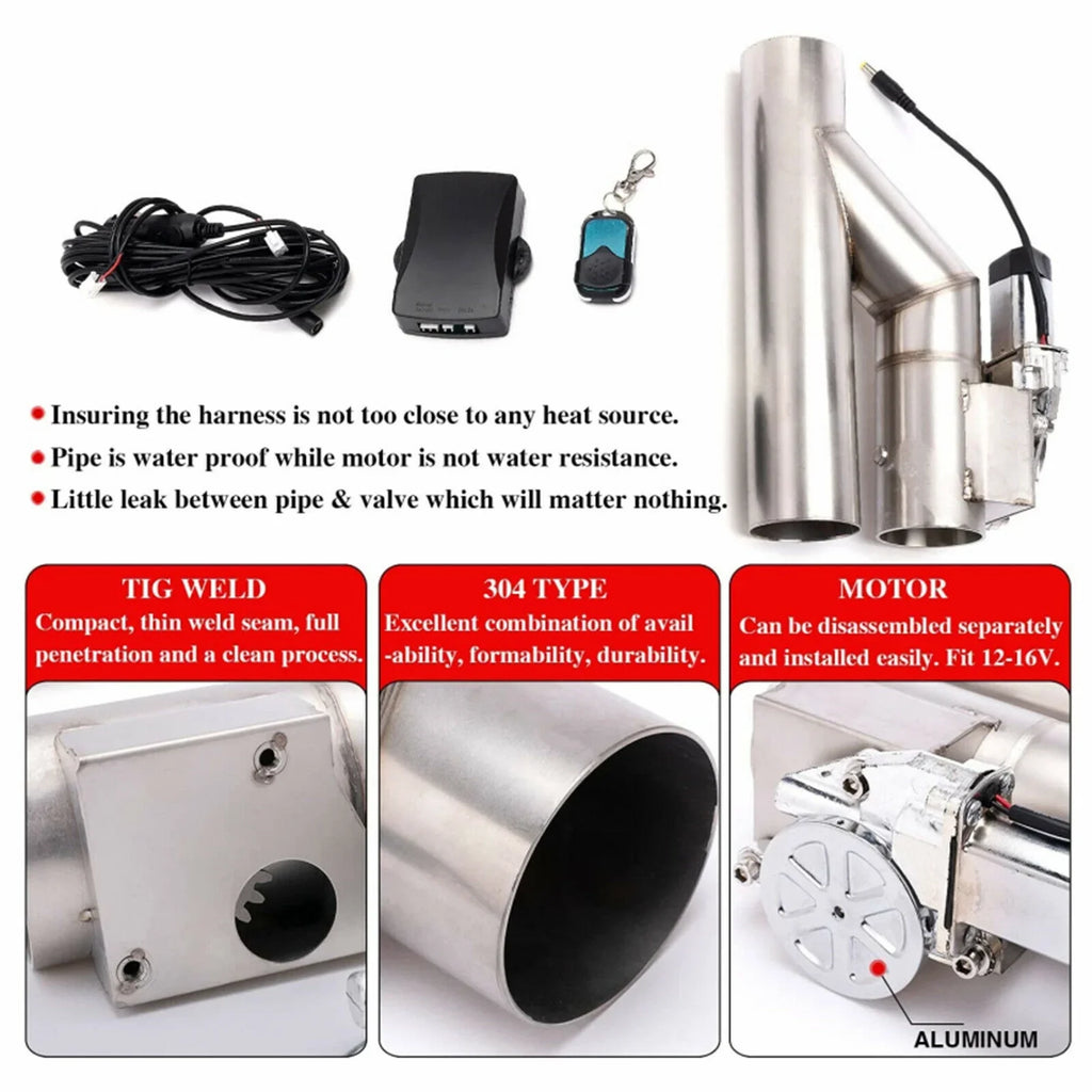 Top10 Electric Controller Valve Out Remote Pipe w/ Y E-cut Racing 2.5" Kit Exhaust 63mm