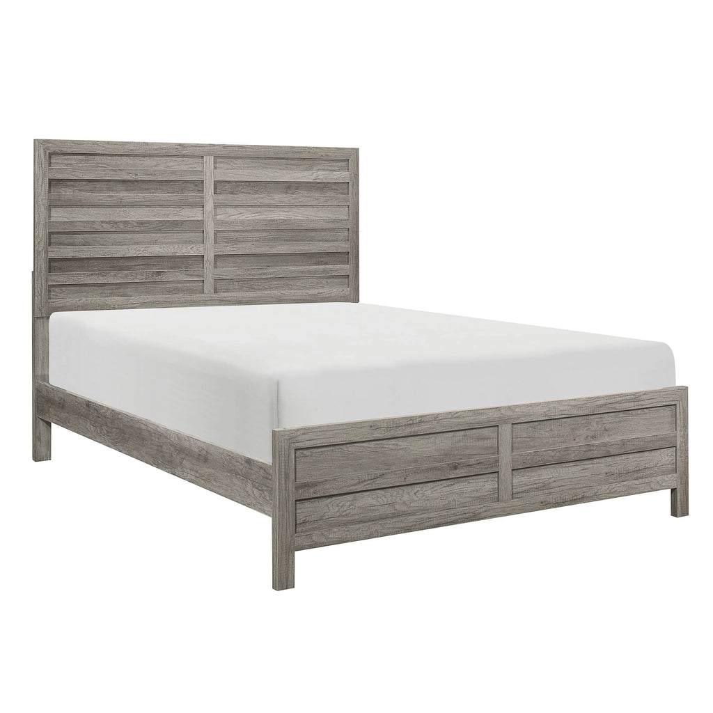 Finish Rusticated Classic Bedroom Bed Eastern Weathered King Gray Furniture dimension 1pc design