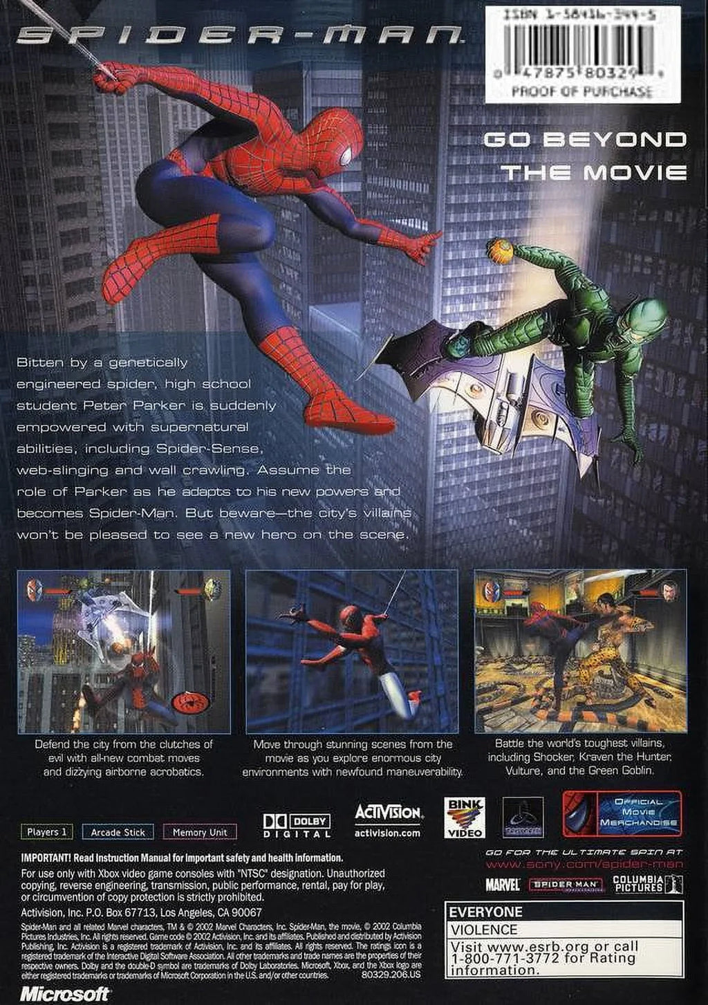 the Movie for Spiderman Xbox