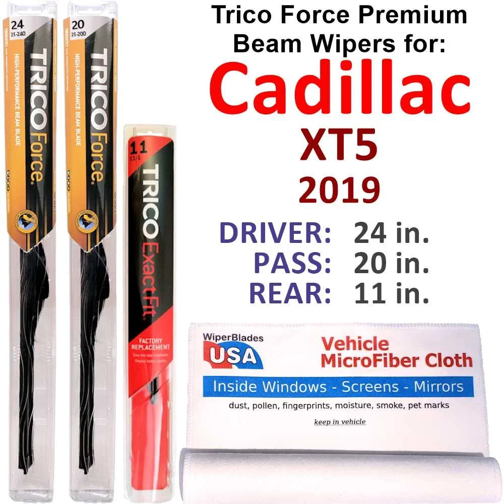 of Performance w/Rear 3) Cadillac Luxury 2019 (Set XT5 Wiper Wipers Beam