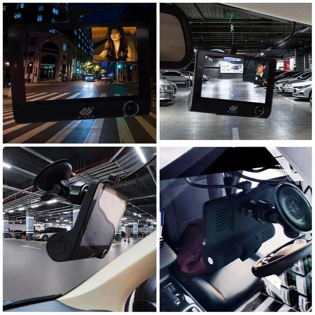 Front/Rear/Built-In Driving Video Xhy 1080P DVR and 4" Cam G-Sensor, Camera Motion Parking Car Monitoring Dash HD Recorder Dual Lens Detection