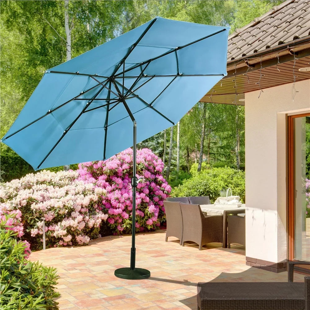 18'' Sky Umbrella 8 10ft Stand, 26.5 with exterior Base Ribs+ Blue Patio Sturdy lb Yaheetech