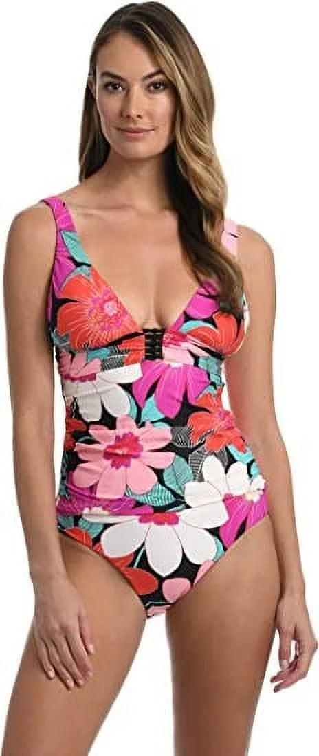dimension Tankini La Pink Women's Swimsuit Knot Trim Top Blanca 6