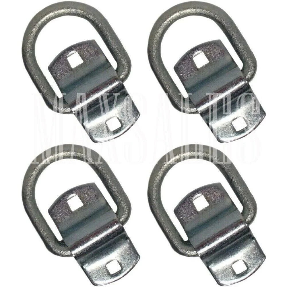 D-Ring Down Strap 1/2" Rings Cargo 4 PC Bolt-On Tie Truck Trailer Flatbed