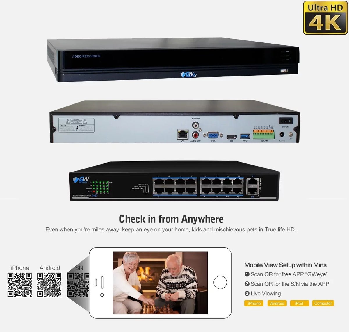 of System Times Dome (Two PoE 8MP Starlight - 4K The Camera Human NVR x UltraHD HD) Security IP 16 Resolution 8 8MP 4MP (3840x2160) H.265+ Channel 4K Detection Camera Starvis GW - AI Smart