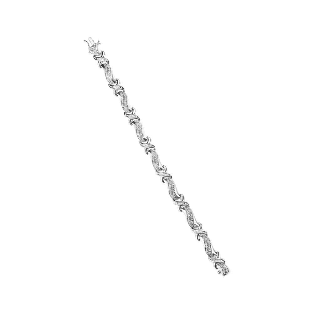 Diamond - Wave .925 I3 Clasp Round 1 Tennis and of Womens Box (I-J 3/4 Color, Brilliance 7" Link Haus Sterling Clarity) Cttw X Bracelet Silver cut