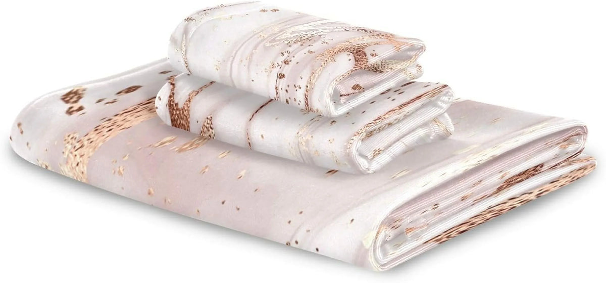 & Bath 3 Decor, Rose Home Piece Marble Set Towel for Bath Hotel Abstract GZHJMY Set Soft Comfortable Towels Gold Towels Absorbent
