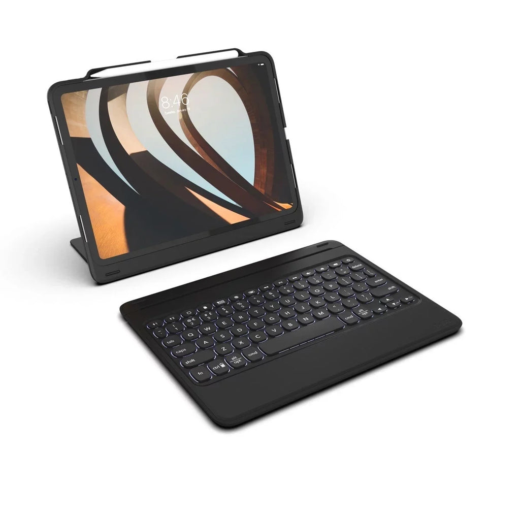 Keyboard (2018) for 3 - Gen - Pro - (2020) and Gen Bluetooth 4 Black Rugged iPad Go ZAGG 12.9" Case Durable Book and