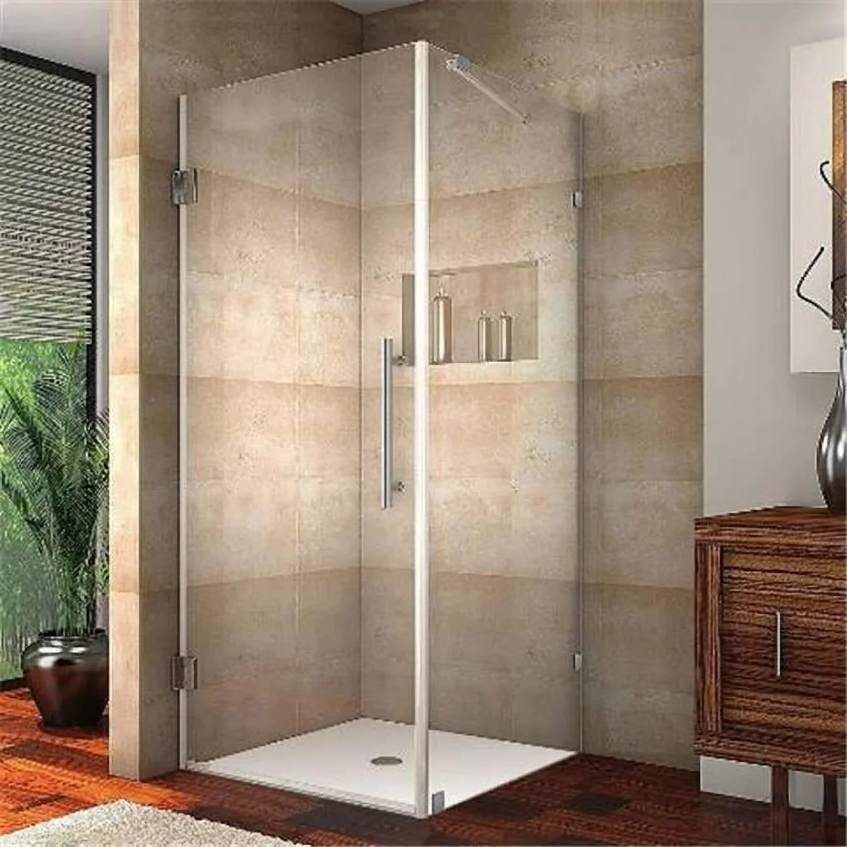 '- Shower x Completely Square Frameless in 36 x in. Aquadica Chrome 72 Enclosure 36
