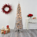 White 400 Nearly Clear 7' Natural Lights Pencil Christmas Prelit Artificial Flocked Tree