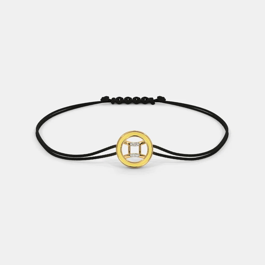 Cord Elegance INDIA Adjustable Gemini Gold Yellow 18Kt Bracelet in SILBERO Enid The -
