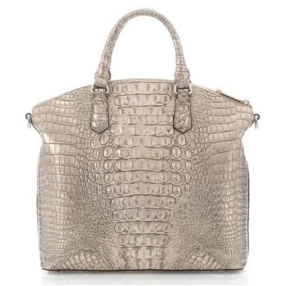 Duxbury Cane Sugar Large Satchel Silver/Metallic Brahmin